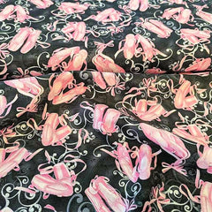 Ballet Slippers Black/Grey - Pink Slippers Cotton Fabric