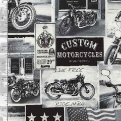Black and White Vintage Motorcycle News in Frame