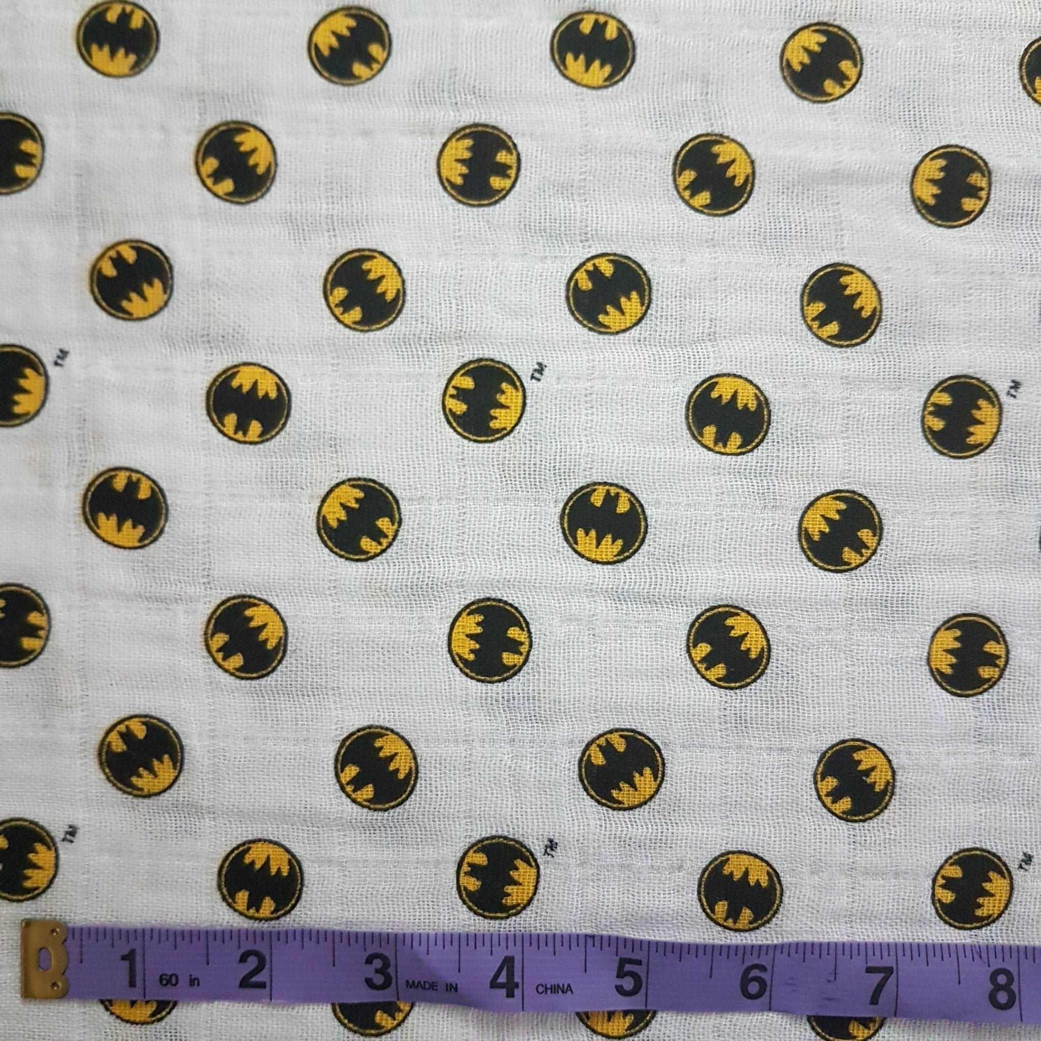 Black Batman Double Gauze Cotton Fabric - Fabric Design Treasures