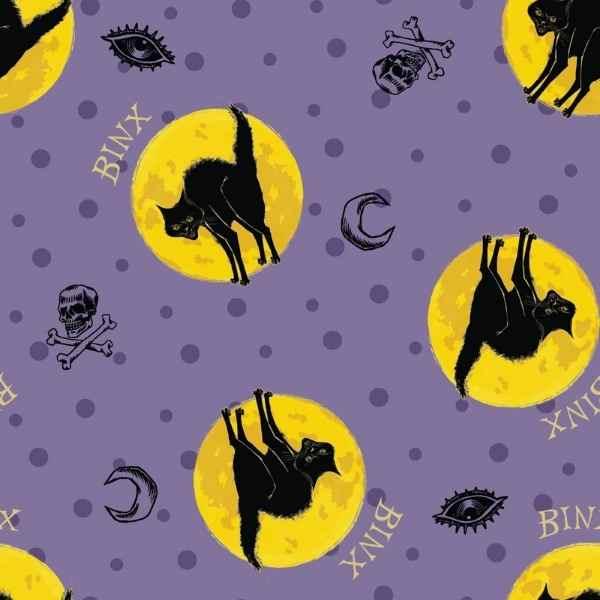 Black Cat Fabric Disney Hocus Pocus Binx Collection - Fabric Design Treasures