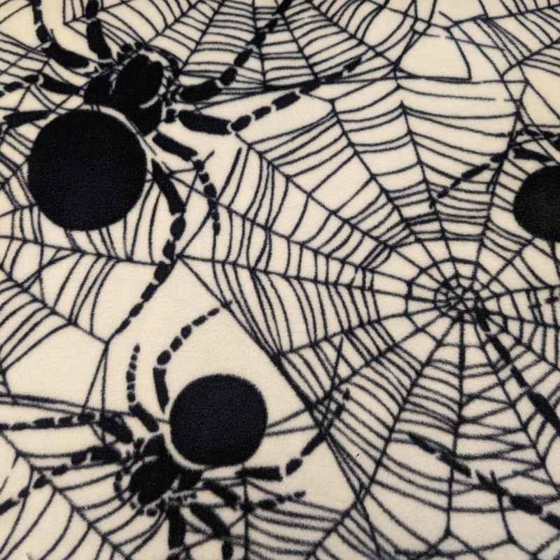 Black Spiderweb and Spider Anti-Pill Polar Fleece - Fabric Design Treasures