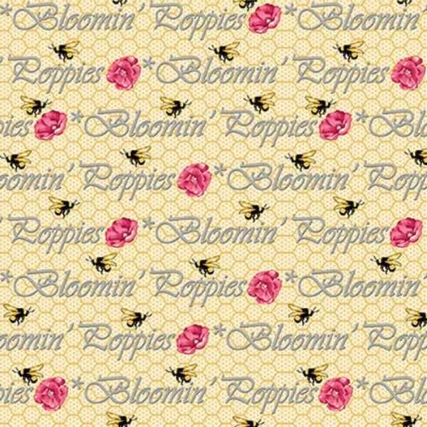 Bloomin' Poppies Words Fabric Bloomin' Poppies Collection