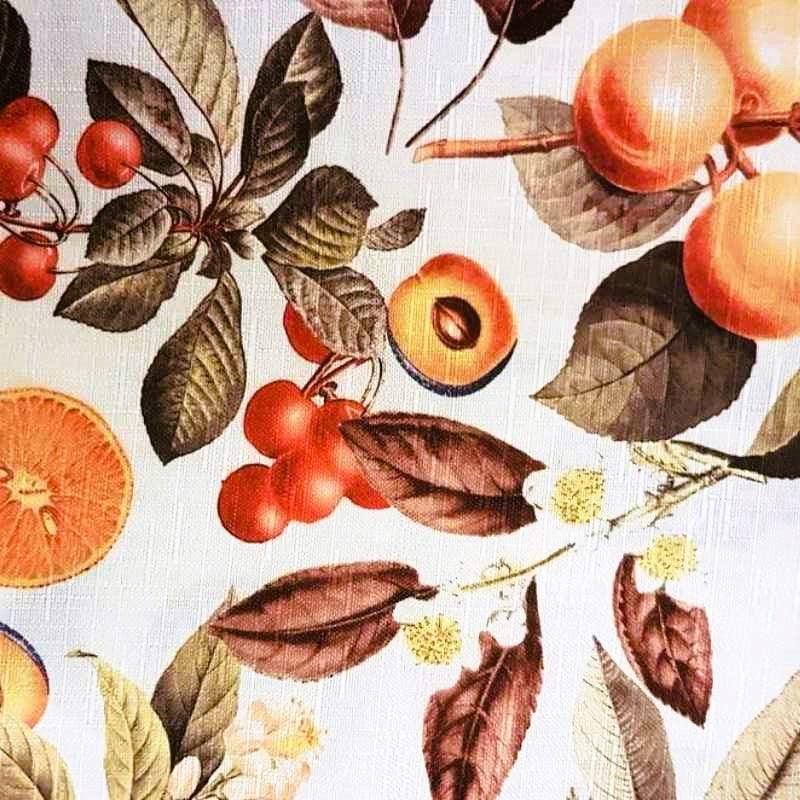 Blossom Fruit Fabric, Cherry, Peach, Polyester Canvas Fabric - Fabric Design Treasures