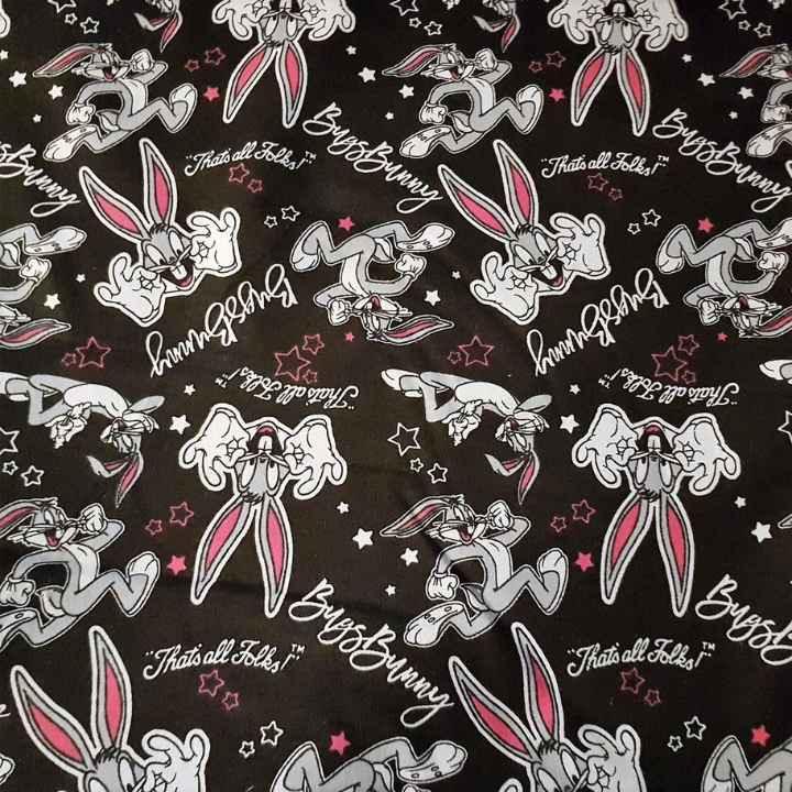 Bugs Bunny Flannel Fabric on Black - Fabric Design Treasures