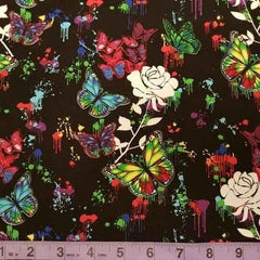 Butterfly Fabric, Rose Fabric, 100% Cotton Fabric