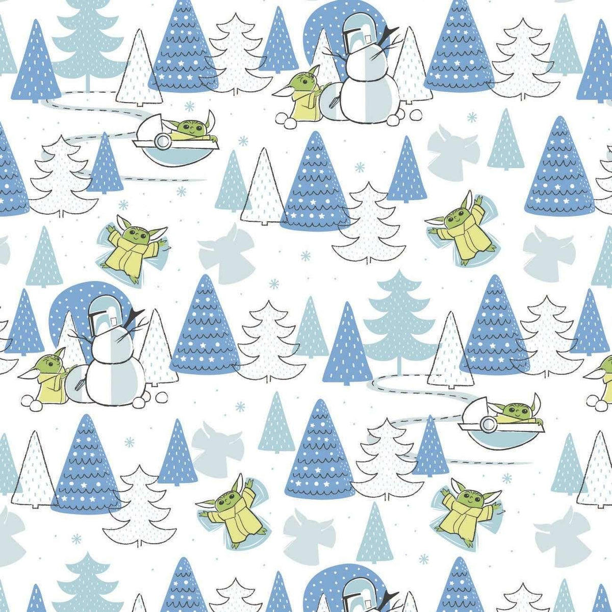 Camelot Fabrics Baby Yoda (Grogu) Making Snow Angels