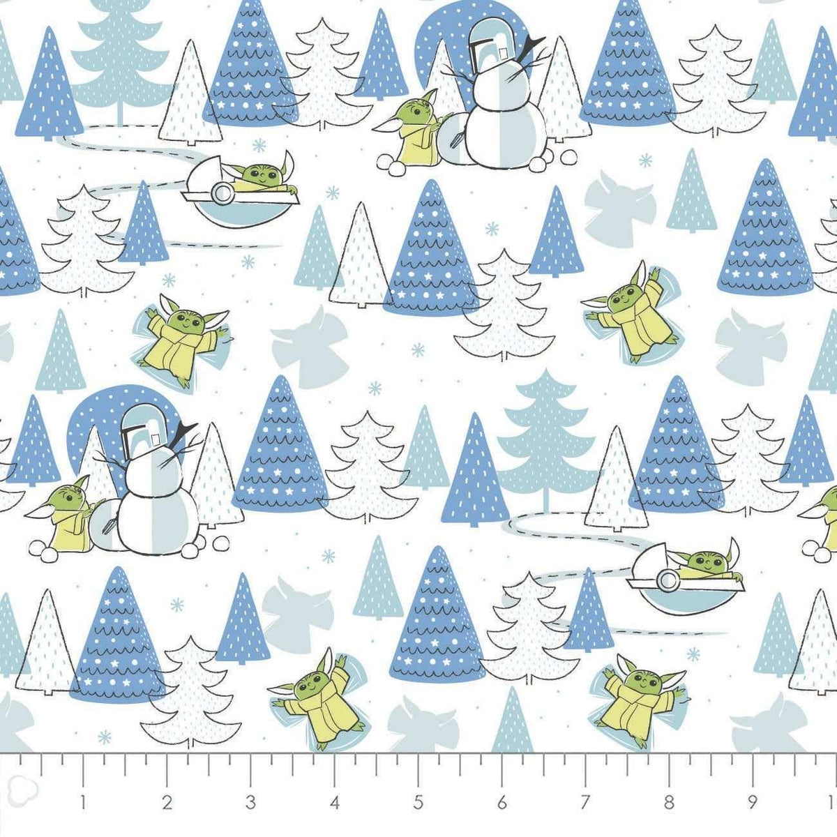 Camelot Fabrics Baby Yoda (Grogu) Making Snow Angels