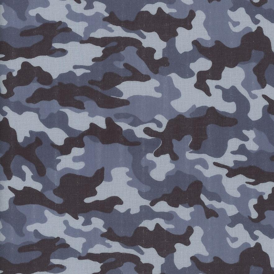 Camouflage fabric in Shades of Blue - Double Gauze - Fabric Design Treasures