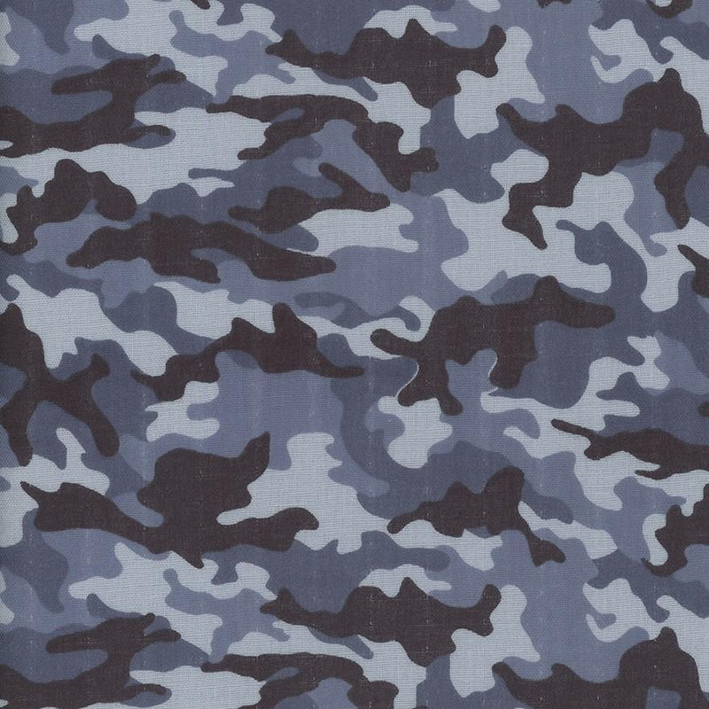 Camouflage Fabric in Shades of Blue - Double Gauze