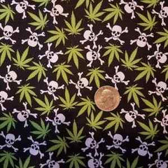 Cannabis Cotton Fabric Green Pot Leaf Fabric Print