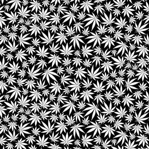 Cannabis Leaves Glow in the Dark Cotton Fabric