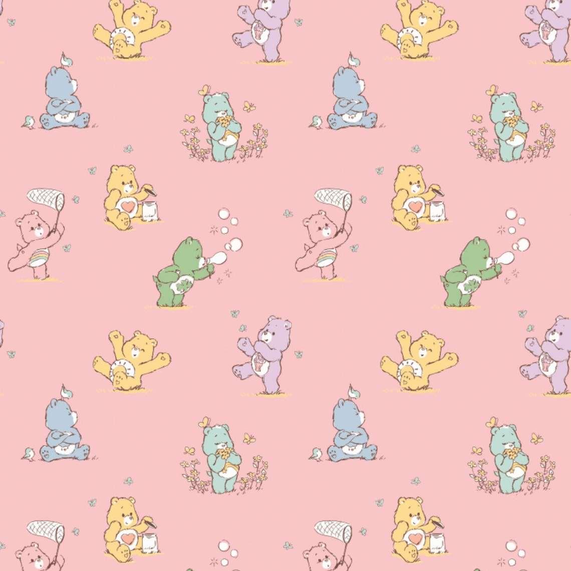 Care Bears Flannel Fabric on Pink