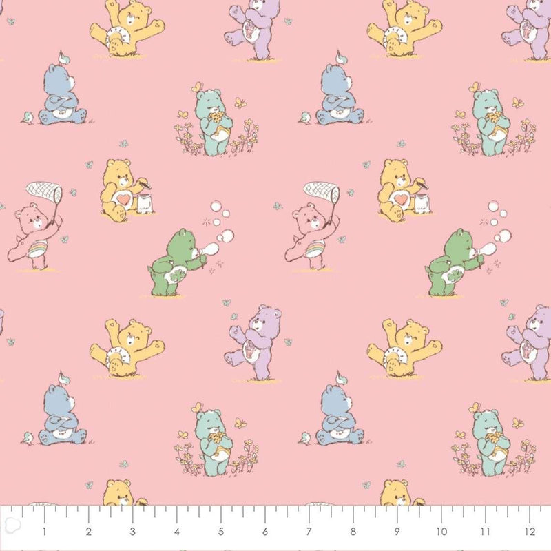 Care Bears Flannel Fabric on Pink