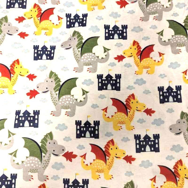 Castle and Dragon FLANNEL, 100% Cotton | Fabric Design Treasures