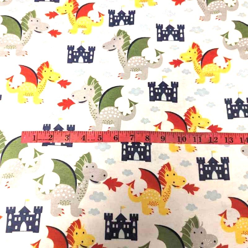 Castle and Dragon FLANNEL, 100% Cotton | Fabric Design Treasures