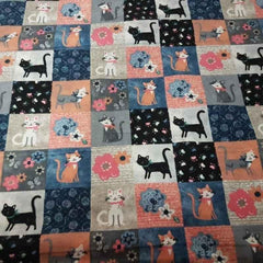 Cat Flannel Fabric Textured Block Cat Flannel - Fabric Design Treasures