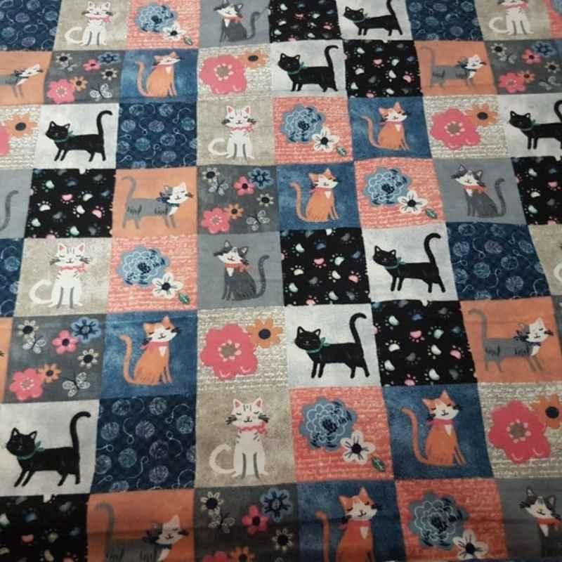 Cat Flannel Fabric Textured Block Cat Flannel