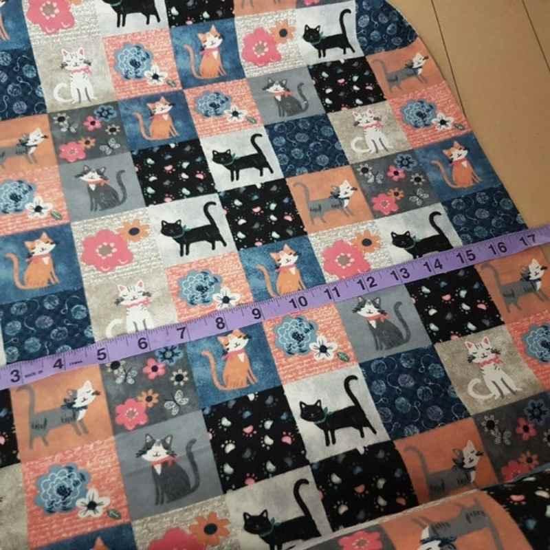 Cat Flannel Fabric Textured Block Cat Flannel