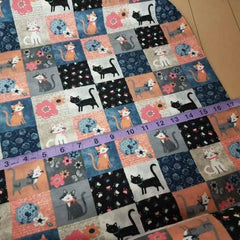 Cat Flannel Fabric Textured Block Cat Flannel - Fabric Design Treasures