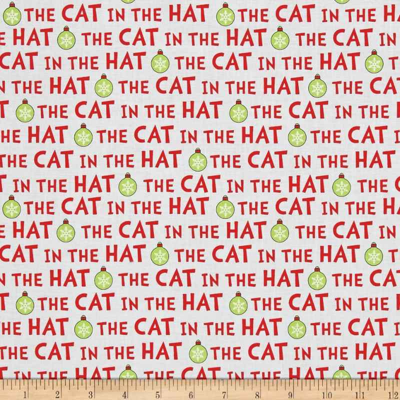 Cat in the Hat Text - Christmas Ornaments - Fabric Design Treasures