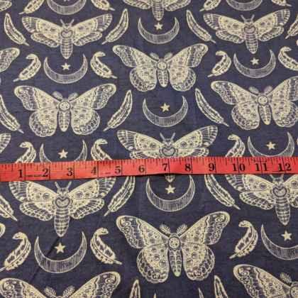 Celestial Moth FLANNEL Fabric on Purple Flannel
