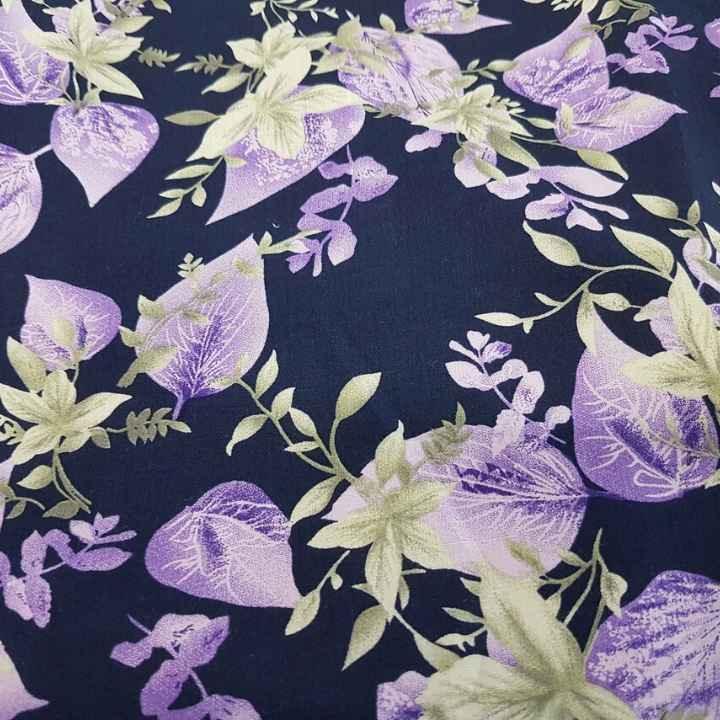 Challis Fabric, Floral Print Fabric in Navy Fabric