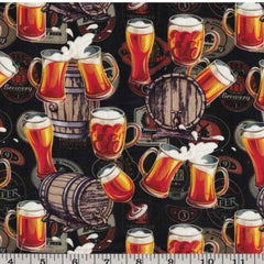 Cheers Fabric, Beer Fabric, Beer & Keg Fabric - Fabric Design Treasures