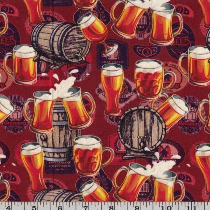 Cheers Fabric, Beer Fabric, Beer & Keg Fabric