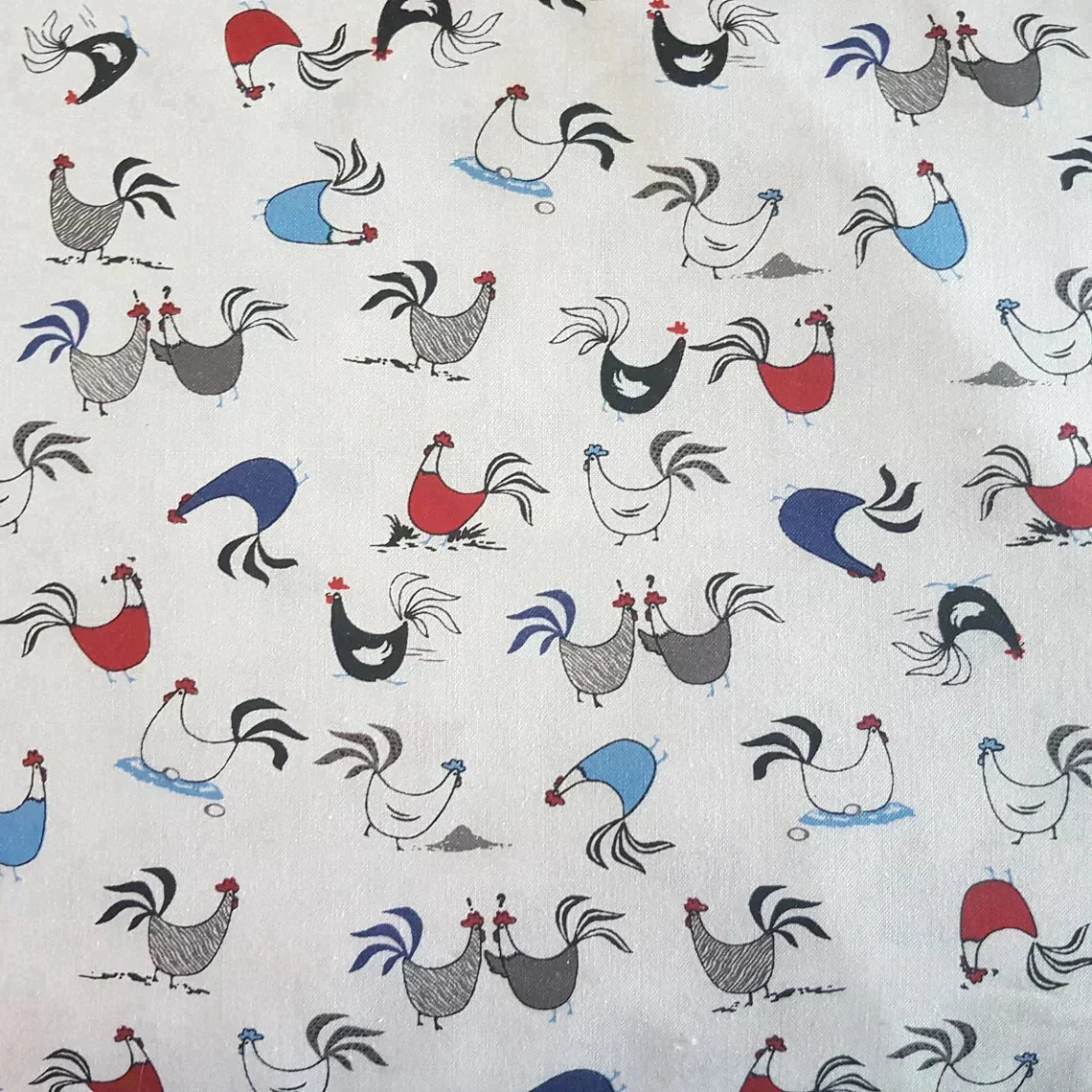 Chicken Fabric, Chickens on White or Grey, Quilting Fabric