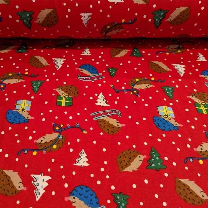 Christmas Flannel, Hedgehog FLANNEL Fabric