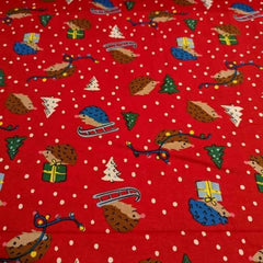 Christmas Flannel, Hedgehog FLANNEL fabric - Fabric Design Treasures