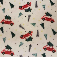 Christmas Flannel, Red Truck Fabric, Christmas Trees FLANNEL