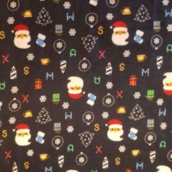 Christmas Flannel Tossed Santa Claus FLANNEL Fabric