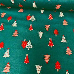 Christmas Tree FLANNEL Fabric on Green | Fabric Design Treasures