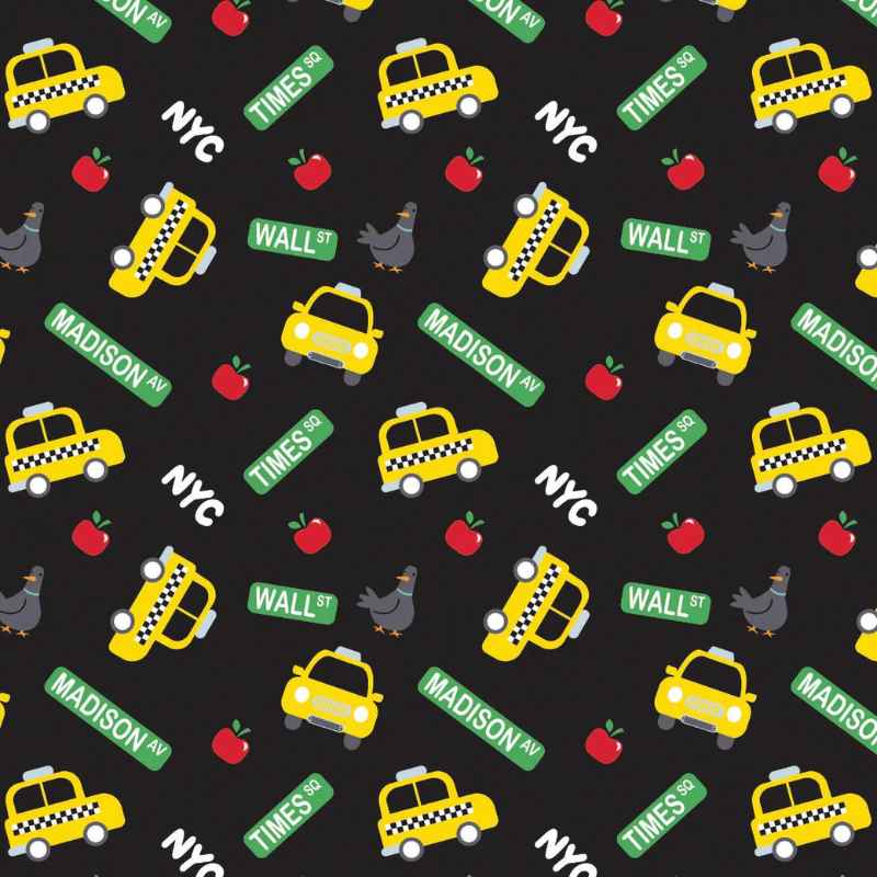 City Life Toss in Black - In a NY Minute Collection | Fabric Design Treasures