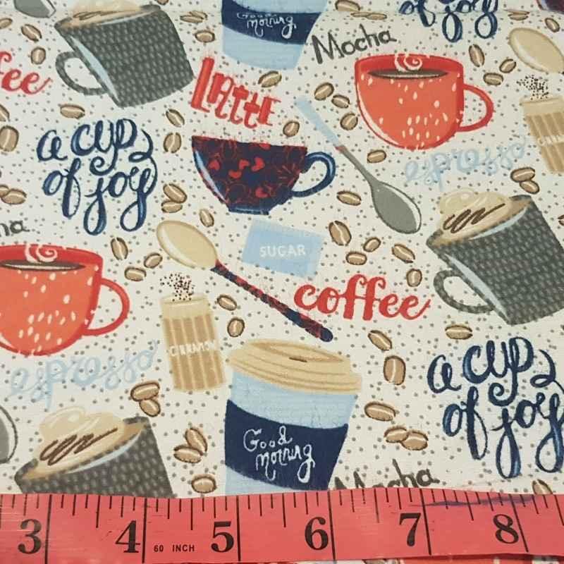 Coffee FLANNEL, Cup of Joy Coffee Flannel Fabric