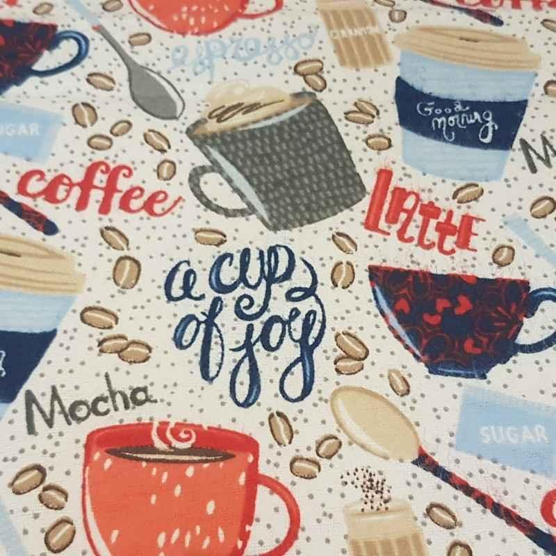 Coffee FLANNEL, Cup of Joy Coffee Flannel Fabric