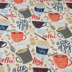 Coffee FLANNEL, Cup of Joy Coffee Flannel Fabric - Fabric Design Treasures