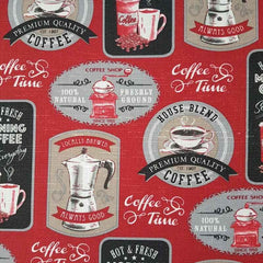 Coffee Time in Rust, Polyester Canvas Fabric