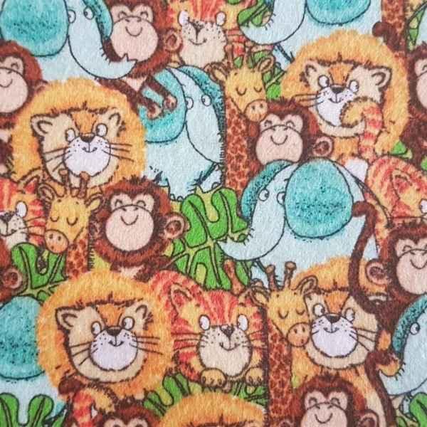 Collage of Colorful Safari Animals FLANNEL Fabric