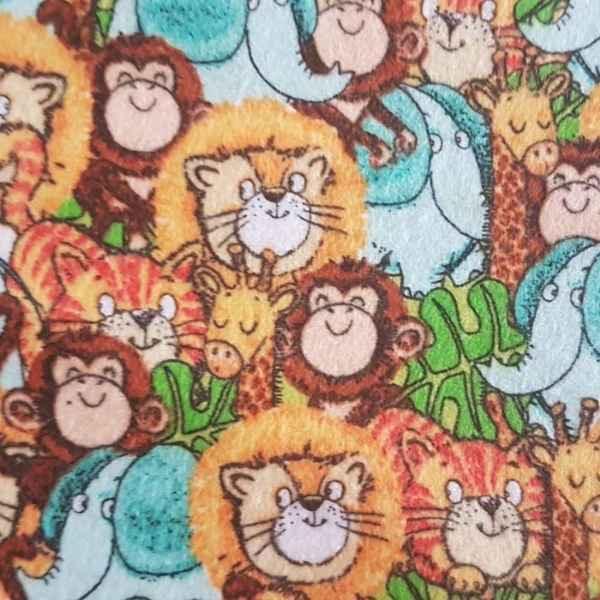 Collage of Colorful Safari Animals FLANNEL Fabric