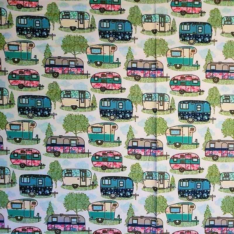 Colorful Summer Campers FLANNEL Fabric