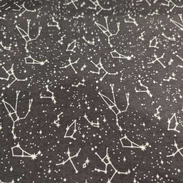 Constellation and Stars FLANNEL fabric on Light Grey