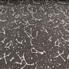 Constellation and Stars FLANNEL fabric on Light Grey