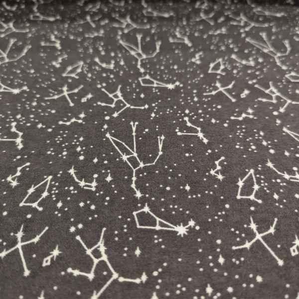 Constellation and Stars FLANNEL fabric on Light Grey