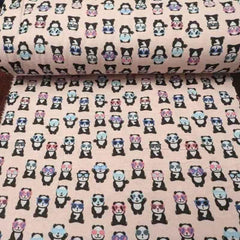 Cool Panda FLANNEL Fabric on Pink