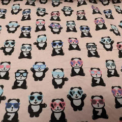 Cool Panda FLANNEL Fabric on Pink