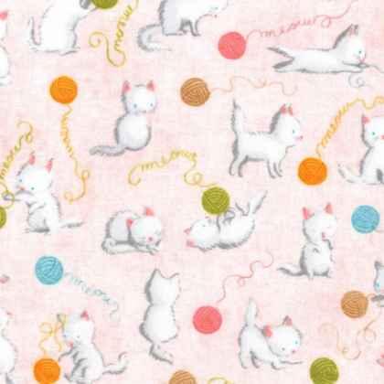 Cuddly Kittens Flannel Fabric by Robert Kaufman, Pink
