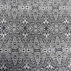 Damask FLANNEL Fabric in Charcoal Black and White