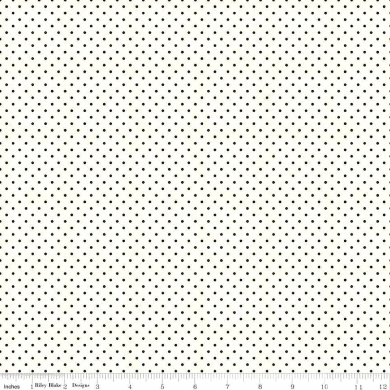 Dark Navy Polka Dot Cotton Fabric on White, Le Creme Swiss Dot